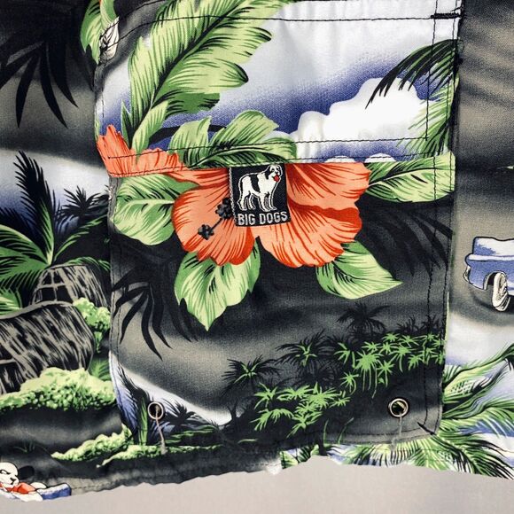 Big Dogs Tropical Print Swim Trunks - Black and Green - Picture 6 of 13